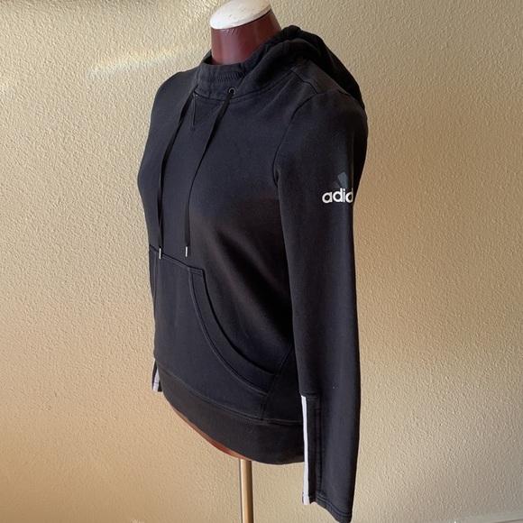 Adidas Black Hoodie w White Stripes Sleeve size XS - Picture 2 of 6